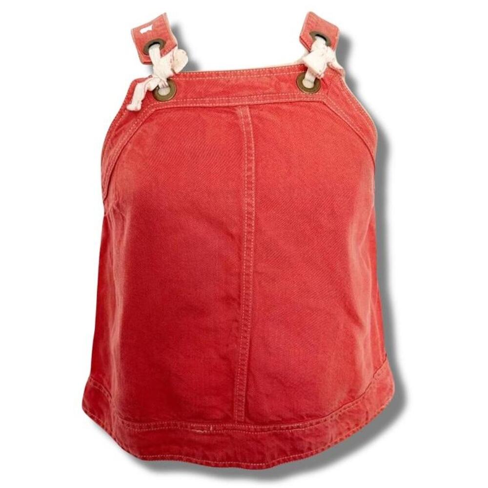 Anthropologie Coral Red Tie-Strap Tank Top